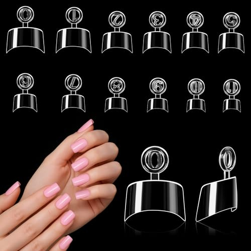Kiiwah 240 Pezzi Unghie Finte Trasparente, 12 Misure Mezza Copertura Tips in Gel Unghie Artificiali Acrilico Finte per Manicure DIY Salon Donne Ragazze