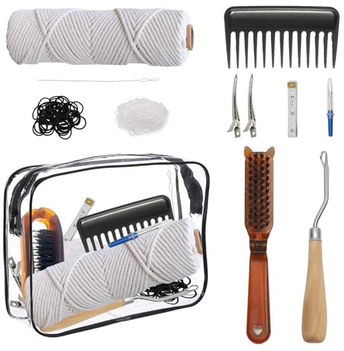 Horse Braiding Kit – 11PCS Equestrian Mane & Tail Grooming Set with Braiding Yarn, Rug Hook, Mane Comb, Seam Ripper, Measuring Tape & Storage Bag – Horse Show Grooming Essentials, Easy for Beginners