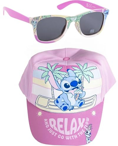 Gorra y Gafas de Sol Disney Set Infantil Original para Niñ@s Unisex - Disney Accesorios Verano Gafas Protección UV y Gorra Ajustable