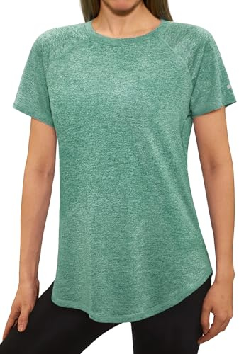 Gyabnw T Shirt Sport Femme Col Rond Manches Courtes Séchage Rapide | Matière respirante, Séchage rapide, Pour running et fitness et yoga