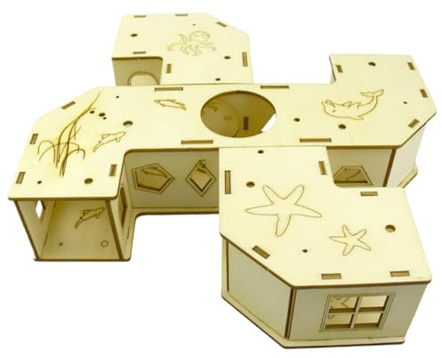 Tunnels Et Tubes pour Hamster, Tunnel pour Petits Animaux Et Accessoires pour Hamster, Maison en Bois Et Jouets d'exercice pour Hérisson Furet Souris Chinchilla Et Lapin