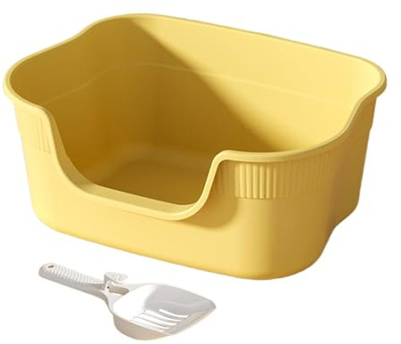 kowaku Arenero para Gatos Bandeja Sanitaria Caja de Inodoro para Mascotas con Lados Altos Anti-Salpicaduras y Entrada Baja Adecuado para Gatitos, Fácil de Limpiar