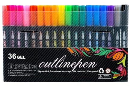 QUXVUIS Bunte Doppellinien Textmarker zeichnen sich durch Kunstwerke aus. ABS Farbstifte mit Leuchtstab und Graffiti Textmarker, sechsunddreißig