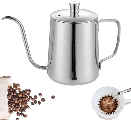 Svanhals-Kittel, 600 Ml Rostfritt Stål Hällkanna Med Lock, Svanhals-Kaffekittel Med Lång Pip, Handdroppskittel För Hällkaffebryggare