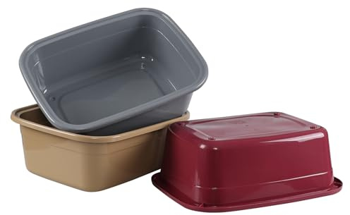 Utiao 18 Quart Wash Basin, Large Dish Tubs, 3 Packs(Dark Red, Grey, Khaki)