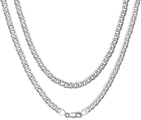 ChainsHouse Silber Panzerkette für Damen Frauen 925 Cuban Chain Necklace Silberkette ohne Anhänger für Valentinstag Geburtstag