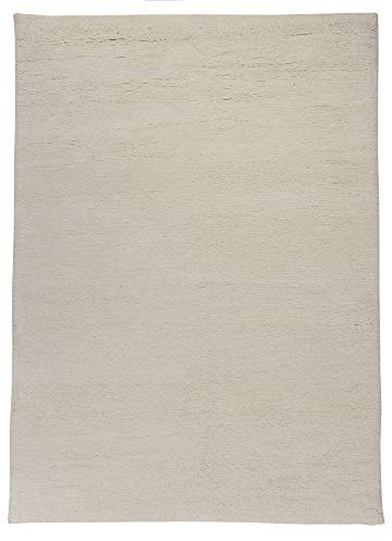 Original Berber Teppich aus 100% nachhaltiger Schurwolle; handgeknüpft, weich und robust aus Marokko | 90 x 160 cm; Farbe: Weiß | Florrfäden: ca. 102400 | THEKO die markenteppiche - Taza Royal