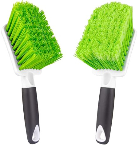 ITTAHO 2 Pack Car Wash Brush, Tire Brush for Cleaning Tires, Soft & Stiff Bristle Wheel Cleaner, Car Cleaning Supplies for Wheels, Rims, Carpet, Truck, SUV, Moto, RV, Motorcycle