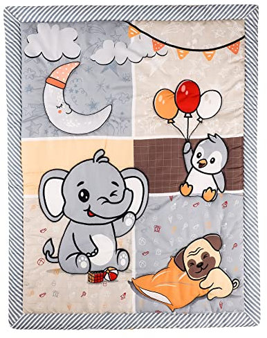 HMtideby Animal Themed Baby Toddler Blanket Quilt Cot Comforter Crib Baby Quilts for Boys and Girls Nursery Bed Throw Blanket 84x107cm-Grey Elephant
