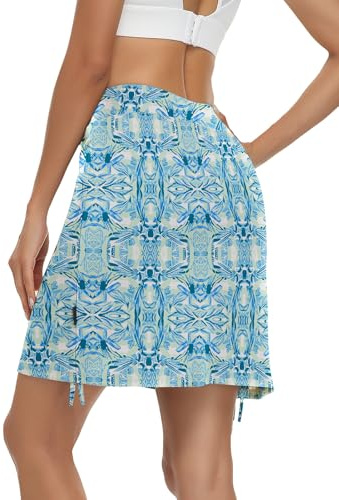 Soneven Falda Padel Mujer Deportivo Corto Faldas pantaló Tenis Mujer Skorts Verano Faldas Golf con Interior Shorts con Bolsillos y Minifalda con Cordón Ajustable Azul XL