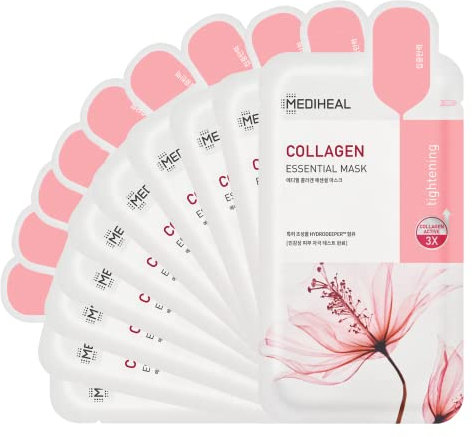 Mediheal Collagen Essential Facial Mask (5 pcs/10 pcs), For All Skin Types, Lifting and Firming (10 pcs)