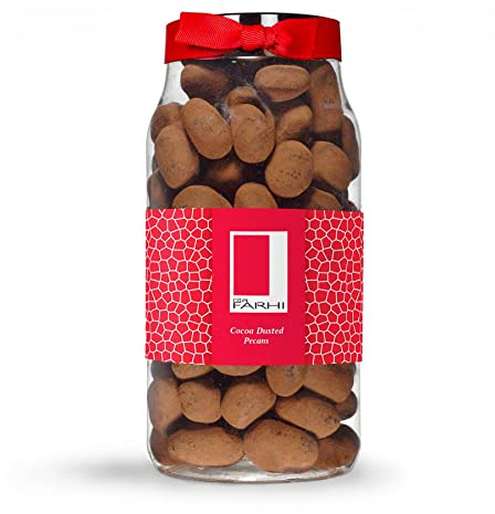 Rita Farhi Cocoa Dusted Milk Chocolate Caramalised Pecans in a Luxury Gift Jar 690g - New Palm Oil Free Recipe