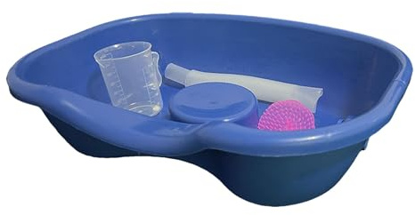 predolo Portable Shampoo Bowl for Bedridden Hair Washing, 18.11 x 13.78 in Bedside Hair Wash Basin with Drain Pipe for Elderly and Caregivers