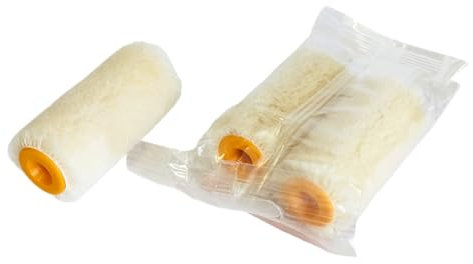 Quercos. Pack 2 Recambio Rodillo Pintura Pequeño Velour Natural 5 cm - Funda de Rodillos Terciopelo Felpa Lana 5mm - Juego de Rodillos Pata de Conejo para Todo Tipo de Pinturas y Barnices.…