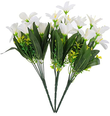 VOSAREA 3pezzi Bouquet Artificiali Giglio Realistico Per Decorazioni Matrimonio e Casa Composizioni Floreali Per Centrotavola e