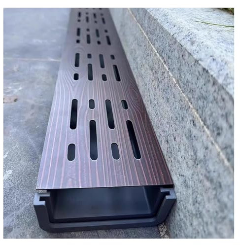 Kanalablauf-Set mit Metallgitter, Grabenablauf außen, strapazierfähig, U-Form, Ablaufgraben, lineare Wasserablaufrinnen, Bodenablauf
