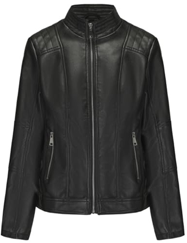 vittorio y Giacca Donna in Ecopelle Elegante Modello Aderente e Confortevole, Tasche Laterali e Interni Foderati (IT, Testo, XXL, Regular, Regular, NERO)