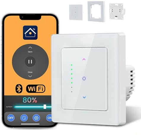 Eirolace Interruttore per tapparelle Wi-Fi Intelligente Compatibile con Alexa e Google Home, l'interruttore per tapparelle con Timer e Controllo Percentuale, per tapparelle, veneziane e Tende da Sole