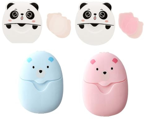 JYXNU 4 Scatole Portatili Saponette Sapone da Viaggio Mini Fogli di Sapone per Esterno Sapone in Foglietti Detergente Portatile