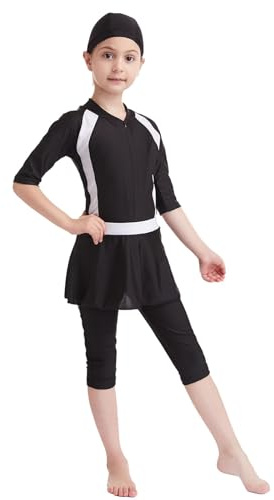 Niños Bebé Niñas Musulmana Traje de Baño Moda Islámica Cuerpo Completo Cubierta de Manga Larga Top Pantalones Burkini Conjunto de Natación Traje De Baño Niña Bikini Niña Bañador Niña