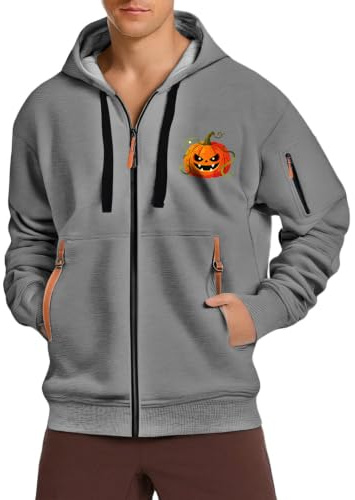 Sportjacka för män med huva – huvtröja med dragkedja, 3 XL, sweatjacka | Sportig fritidsjacka herr – huvtröja herr långärmad – fritidsjacka med tryck träningsjacka för halloweenkostym