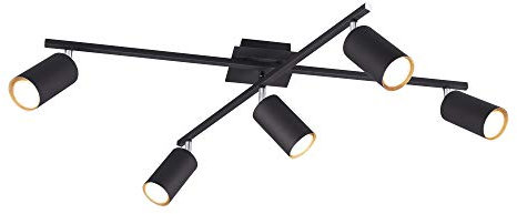 Trio Leuchten Deckenleuchte Marley 612400532, Metall Schwarz matt, Deckenleuchte 5-flammig, exkl. 1 x GU10