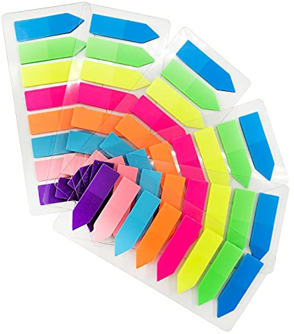 VANRA 960 Pieces Sticky Index Tabs Page Markers Arrow Flags Sticker Colored Page Notes Writable Labels for Bookmarks, 6 Sets