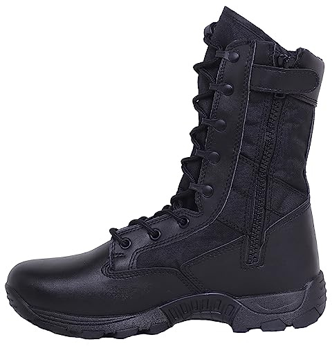 MUTERUN Cómodas botas tácticas militares para hombres Botas de combate ligeras Botas de montaña de cuero de grano completo con cremallera lateral Z03