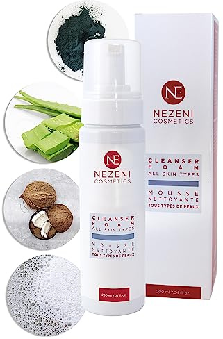 Nezeni Espuma Limpiadora Facial Desmaquillante Todo Tipo de Pieles y Sensibles 200 ml | 14 Principios Activos | Vegano | BAJO EN CONSERVANTES