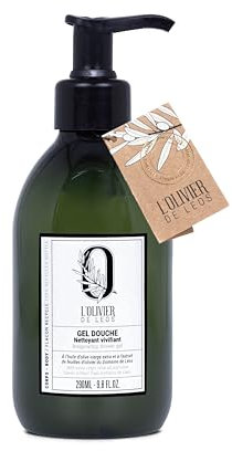 LEOS - Gel Douche Nettoyant Vivifiant - Nettoyage Doux quotidien - Sans sulfates - Extraits végétaux - Peaux sèches - Parfum frais Olivier & Verveine - 290ml