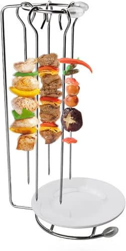 YuWangg brochetas,Estante Colgante de Acero Inoxidable,Soporte Vertical para Pinchos de Barbacoa,Pinchos Barbacoa Acero Inoxidable con Soporte para,24 cm de Largo,adecuadas para Fiestas de Barbacoa