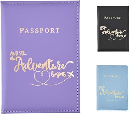 FUZVOL Porte-passeport en cuir synthétique pour documents, cartes de crédit, cartes de visite, argent, portefeuille de voyage pour homme et femme, violet, violet, Moderne