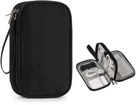 QIANCSJ Organizador Cables de Viaje Universal Bolsa Cable Electrónico Accesorios Bolsa para Cargador Tarjeta SD Banco de Energía,Negro