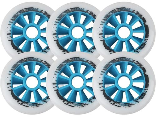 SHANRROW Ersättningshjul för rullskridskor 85A inlineshjul utan lager Rullskridskohjul, 6-pack,Blue,110mm