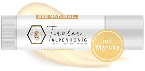 Tiroler Alpenhonig - Manuka Lippenpflege - Natürlicher Lippenbalsam mit Bienenwachs, Sheabutter & Jojobaöl - Feuchtigkeitspflege bei Herpes - Beruhigt trockene, rissige Lippen