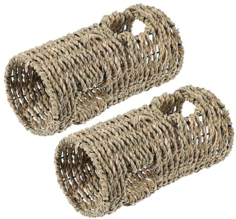 FONDOTIN 2stücke Naturstroh Spieltunnel Für Kleine Tiere Hamster Tube Spielzeug Sicheres Versteck Für Kleintiere Für Hamster Und Meerschweinchen Fördert Bewegung Und Spielspaß