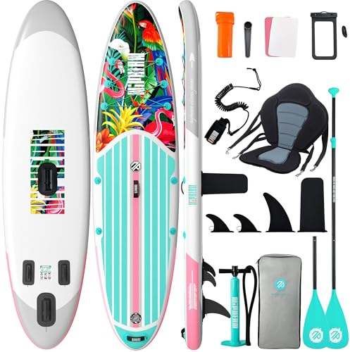 Niphean Paddle Gonflable Adulte avec Tous Les Accessoires, 320cm Planches de Stand Up Paddle Gonflables pour Tous Les Niveaux, Sup avec Capacité 200 kg pour 2 Personnes, Paddle Gonflable avec Siège