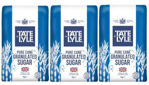 Tate & Lyle Granulated Sugar 1kg (Pack of 3) | Pure Cane Sugar for Baking, Cooking & Beverages | Perfect for Everyday Use