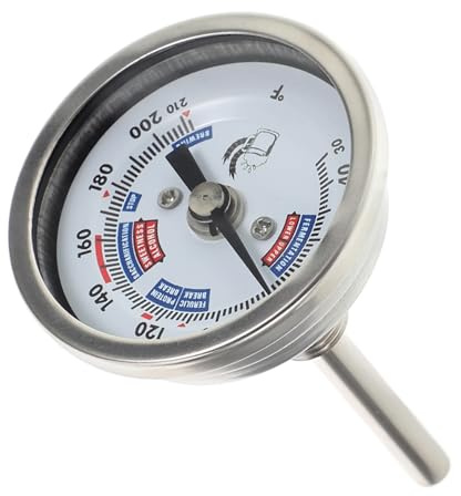 LOLIPPYY Termómetro De Vino Profesional De Acero Inoxidable Dial Para Vinificación Elaboración De Cerveza y Monitoreo Preciso De Temperatura