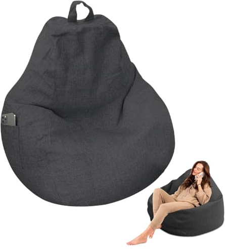 Gohytal Sitzsack für Kinder und Erwachsene, nur Bezug - Keine Füllung, Gaming Sitzsäcke XL Giant Grey Bean Bag Chair für Sofa-Stofftiere, für Outdoor Living Room Decor, 100 x 120 cm