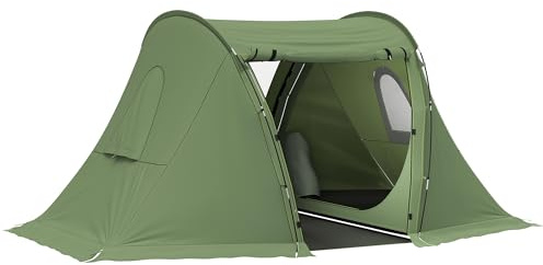 Outsunny 3 Man Camping Tent Living Area 2 Bedrooms Family Tent Green