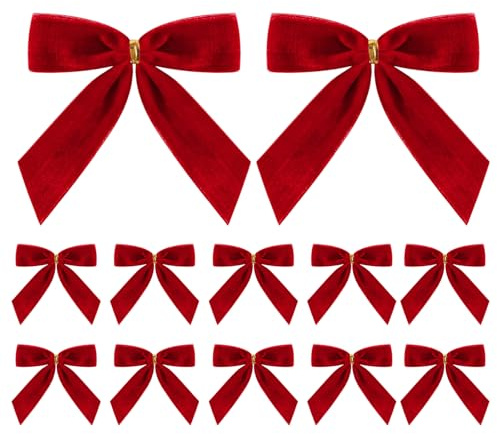 Rote Kleine Samt Weihnachtsschleifen, 12 Stück Kleine Weihnachtsbaumschleifen, Samt Schleifen Weihnachtsbaum, Weihnachtsbaumschmuck Schleifen, für Weihnachtsbaum Zuhause Hochzeit Weihnachtsfeier Deko