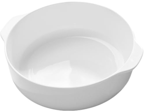 WEKADRIN Fuente de Porcelana para Horno Blanca de Plato de Cerámica Resistente al Calor con Doble Asa para Hornear Rostizar y Almacenamiento de Frutas Cocina Doméstica