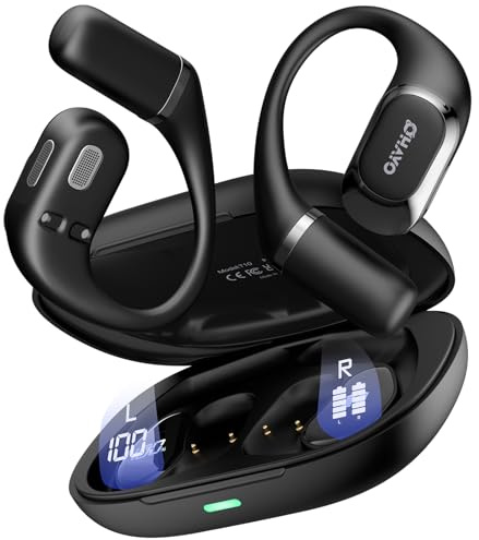OHAYO Open Ear Kopfhörer Komfortabel, Bluetooth Kopfhörer Sport, 40h Wiedergabe, Fester Halt, Starker Bass, Kopfhörer Kabellos mit ENC Noise Cancelling Mic, Digital Display, IPX6 Wasserdicht