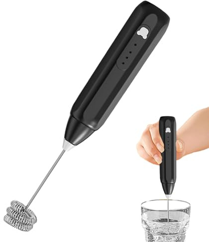 a Batteria Ricaricabile | Elettrico a 3 Velocità Automatico con Bacchetta per Montare la Schiuma,Froth Latte Manuale con Batteria,per Proteine Caffè Bevande Latte Uova Crema in Polvere
