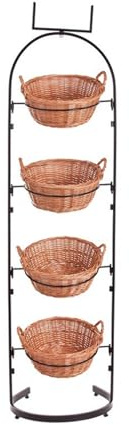 e-wicker24 Présentoir 4 étages, support etagère cusine, support de stockage de pain aux légumes, tour de présentation sur 4 niveaux ,panier de vente,support de présentations et exposition (Large)
