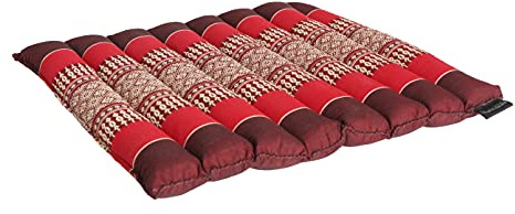 FLAT ROLLABLE - Coussin de Yoga et Méditation Plat et Souple - Rouge Bourgogne - ROULABLE et Ajustable en Hauteur et Largeur - Kapok Haute Densité 100% Naturel - Ferme, Stable et Confortable