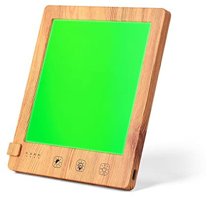 LOGT Tageslichtlampe 10000 Lux, Grün LED Lichttherapie Lampe Für Gegen Depressionen Sonnen Lampe Mit Touch-Steuerung Einstellbaren Farben Helligkeiten,Timer-Einstellungen Memoryfunktion,A