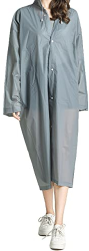 HYCOPROT 2 Pack Adults Rain Poncho EVA Reusable Long Rain Coat Jacket with Hood Drawstring Sleeves for Cycling Hiking Travel Outdoor Camping