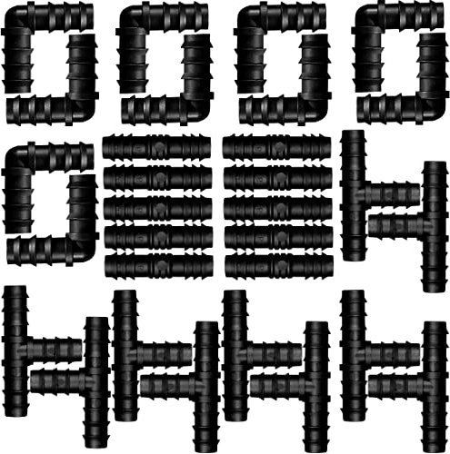 30 Stücke Schlauchverbinder Bewässerung,Bewässerung Anschluss Kit,Tropfschlauch Verbinder,PE Schlauchverbinder 16mm,T-Stück Schlauchverbinder,Schlauch Eckverbinder